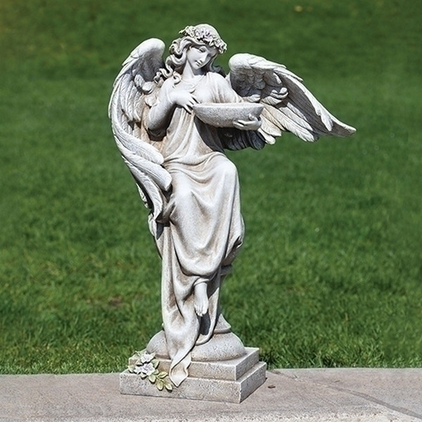 Flowing Angel Bird Bath Flowers Garden Statue Memorial Tribute